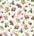 Seamless pattern ofÃÂ colored floral seasonal vintage.